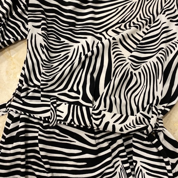 Merona Zebra Strip Button Down Knee length Dress w/ tie at waist - S - Picture 9 of 9